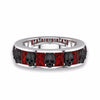 Red Crystal Zircon Black Skull Ring