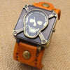Retro Skull Leather Bracelet Wrist Watch