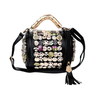 Rhinestone Skull Button Handbag - designfullprint