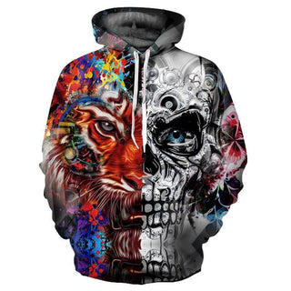 3d Sweatshirts Print Skulls and Tiger - designfullprint