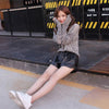 Elastic Waist Leather Black Shorts - designfullprint