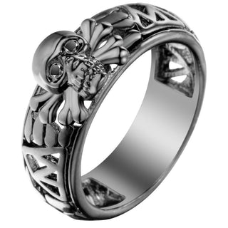 Vintage Black Zircon Stone Skull Ring