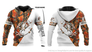 Fishing Gifts Personalized White Orange Fishing Unisex Hoodie
