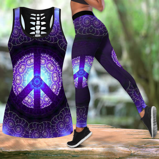 Gift For Hippie Hippie Peace Off Shoulder Long Sleeves Top and Leggings Set CH