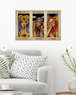 Gift For Hippie Gypsy Hippie And Fairy Sunflower Girls Gift For Her Horizontal Poster PA