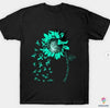 Ovarian Cancer Teal Cancer Sunflower Teal Ribbon T Shirt LHC