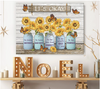 It Is Okay To Make Mistakes And Be Yourself Butterfly Cotton Sunflower Mason Jar Inspirational Wall Art Canvas PA