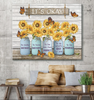 It Is Okay To Make Mistakes And Be Yourself Butterfly Cotton Sunflower Mason Jar Inspirational Wall Art Canvas PA