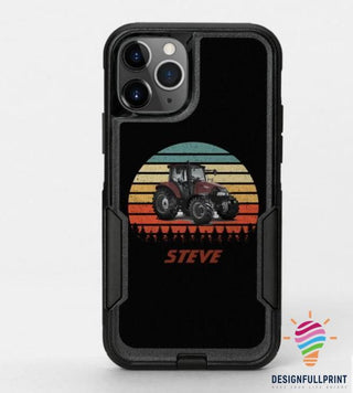 Cool Vintage Sunset Rustic Tractor Farming Custom Name Phone Case LN Gift For Farmer
