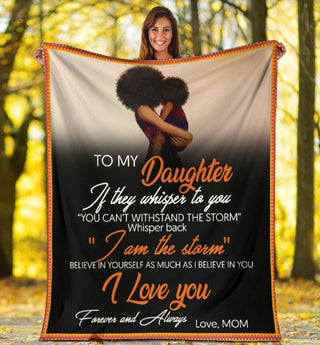 Gift For Mom Mom To Daughter Black Girl Premium Fleece Blanket Sherpa and Quilt Blanket LN