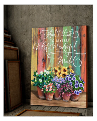 I Think To Myself What A Wonderful World Home Colorful Wooden Decoration Wall Art Canvas PA