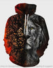 Lion And Tree Print Drawstring Hoodie Lion Art Lion Hoodie PA