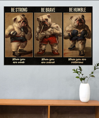 Bulldog Boxer Be Strong Be A Champion Positive Wil Horizontal Boxing Poster PA