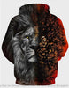 Lion And Tree Print Drawstring Hoodie Lion Art Lion Hoodie PA