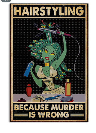 Hairdressing Because Murder Is Wrong Medusa Funny Poster PA