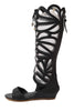 Black Lace Up Gladiator Sandals