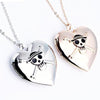 Heart Open Case Locket Engraved Skull Heart Pendant Necklace