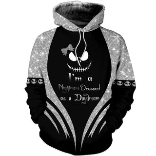 Im A Nightmare Dressed As A Daydream Silver Multi Types Personalized Pullover Zipup Fleece Hoodie Long Sleeve Unisex Size I m Like Nightmare Hoodie