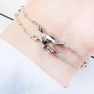 Pirate Rose Skull Charm Bracelet