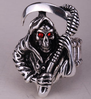 Grim Reaper Stone Eyes Skull Rings