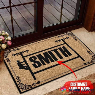 Personalized Lineman Rubber Base Doormat HG