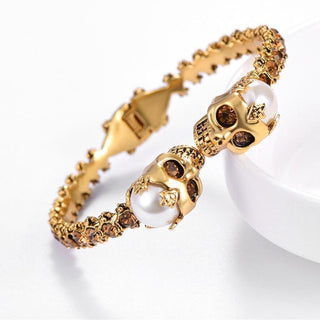 Skull Rhinestone Pearl Bracelet - designfullprint