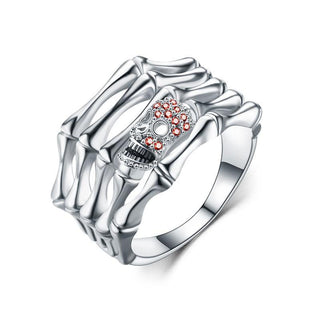 Skull CZ Silver Punk Ring