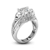 Skull Heart Shape Stone Silver Promise Ring