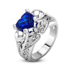 Skull Heart Shape Stone Silver Promise Ring