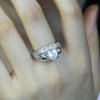 Skull Heart Shape Stone Silver Promise Ring