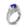 Skull Heart Shape Stone Silver Promise Ring