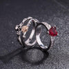 Skull Red Heart Crystal Ring Set - designfullprint