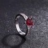 Skull Red Heart Crystal Ring Set - designfullprint