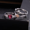 Skull Red Heart Crystal Ring Set - designfullprint