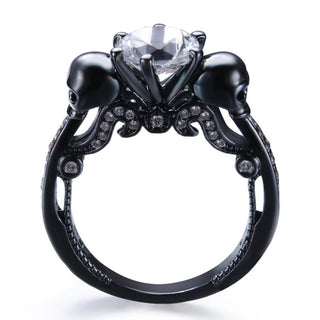 Skull Ring Black Zircon