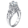 Rhodium Plated CZ Skull Ring