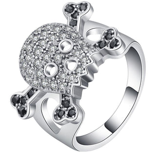 Crystal Cubic Zirconia Silver Color Skull Ring