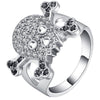 Crystal Cubic Zirconia Silver Color Skull Ring