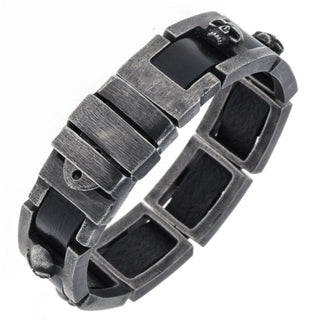 Skull Leather Chain Bracelet - designfullprint