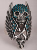 Gothic Crystal Skull Wings Cross Snake Stretch Ring
