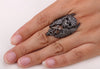 Gothic Crystal Skull Wings Cross Snake Stretch Ring