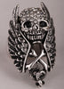 Gothic Crystal Skull Wings Cross Snake Stretch Ring