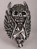 Gothic Crystal Skull Wings Cross Snake Stretch Ring