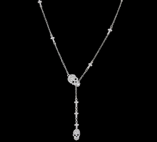 Vintage Skull Rhinestone Crystal Chain Necklace