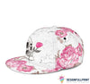 Skull Gift Pink Rose In The Mouth Skull Snapback Hat HG