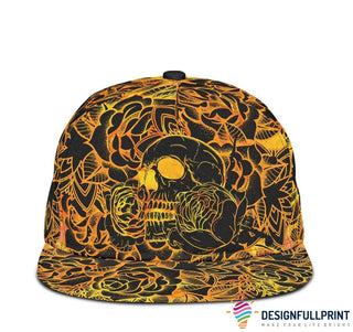 Skull Gift Gift For Hippie Skull Mandala Orange Snapback Hat  HG