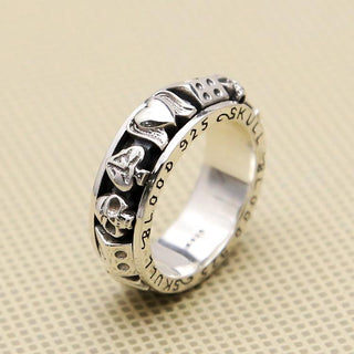 Solid Silver Gothic Punk Skull Gamble Ring