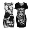 Skull Printed Bodycon Party Dresses - designfullprint