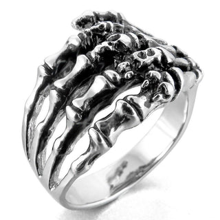 Stainless Steel Skeleton Hand Ring - designfullprint