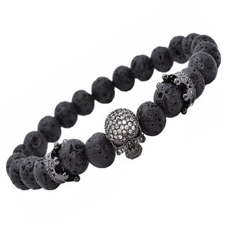 Stunning Black Lava Skull Bracelet - designfullprint